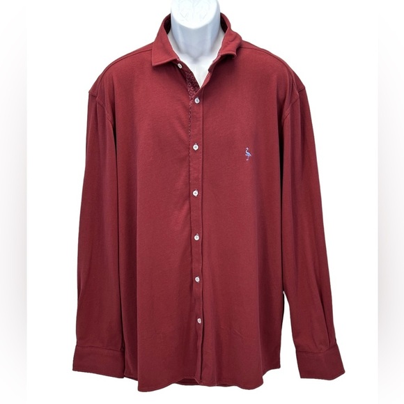 Tailorbyrd Long Sleeve Button Down Sport Shirt - Burgundy Red - size XL - Picture 1 of 9